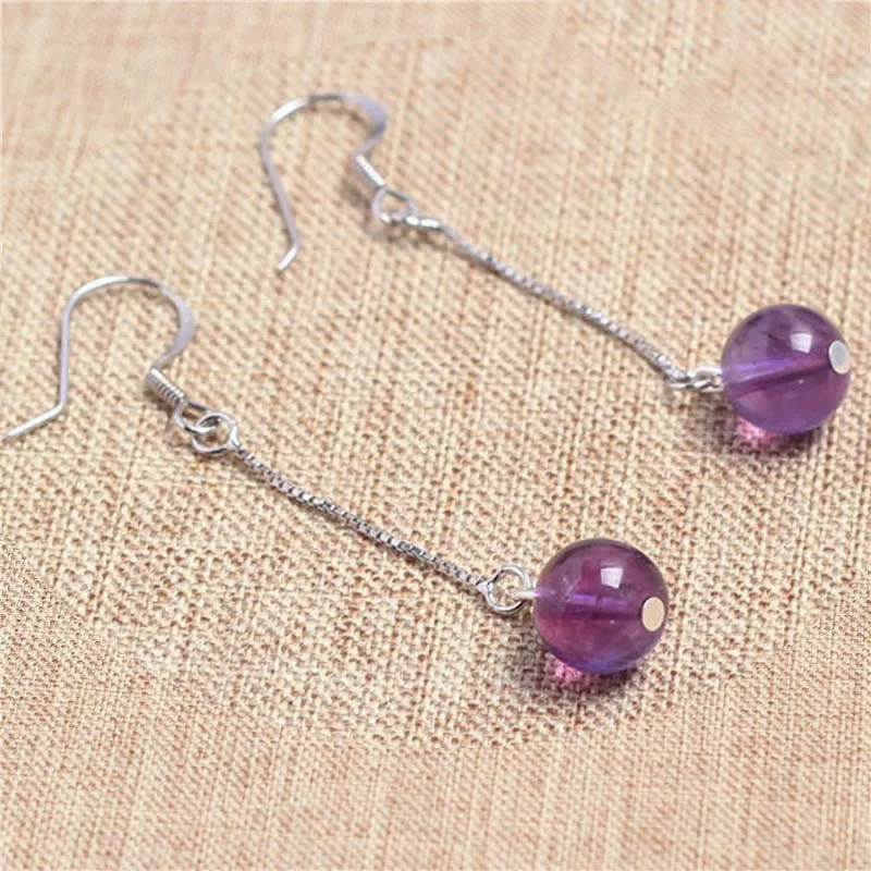 

Natural Purple crystal gourd natural Ear hook DIY jewelry Accessories S925 sterling silver Girlfriend gift rockcrystal Purple16
