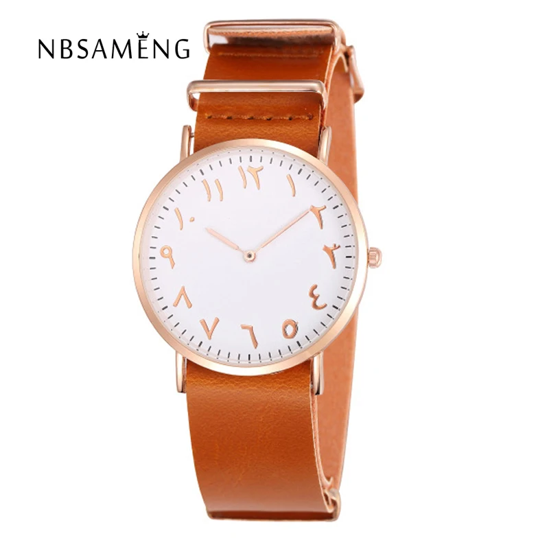 New Women Watch Men Fashion Arabic Numbers Design Quartz Luxury Leather Band Wristwatch Couple Clock Relogio Feminino LZ2235 | Наручные