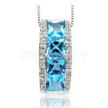 Топаз кулон ожерелье Для мужчин или wo Для мужчин Подвески происхождения и Природный Голубой топаз 925 серебро 0.65ct* 4 шт. камни#16091420