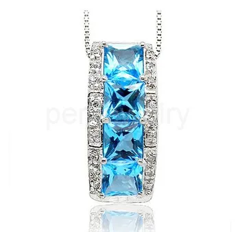 

Topaz necklace pendant Men or women pendants Origin and natural blue topaz 925 sterling silver 0.65ct*4pcs gems #16091420