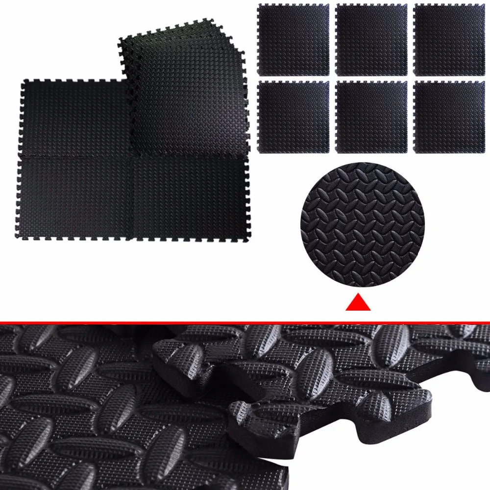 

GOPLUS 48 Sq Ft EVA Foam Floor Interlocking Mat Show Floor Gym Mat Black New 2016 HW51184BK