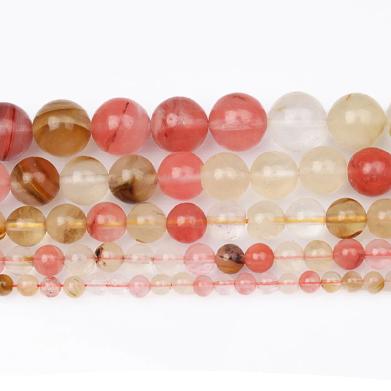 

15"Strand Natural Stone Beads Smooth Mixed Watermelon Tourmaline Stone Beads Loose Spacer Beads For Jewelry Making 4-12mm