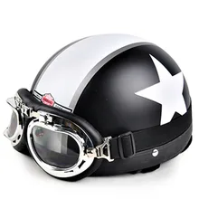 Hot Motor Scooter Motorcycle motocross capacete Open Face Half Matted Black Stars Helmet & Goggles Free Shipping