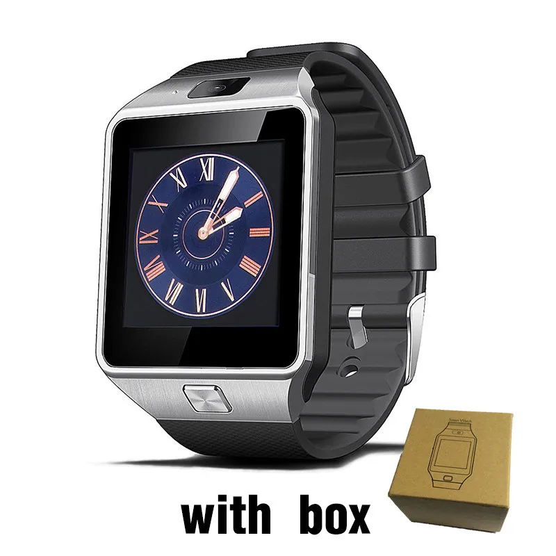 Умные часы с слотом для sim-карты, с поддержкой Bluetooth, для подключения телефона Android, лучше, чем DZ09, умные часы, мужские часы - Цвет: black silver
