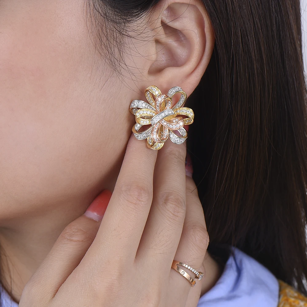 

missvikki Handcrafted Bohemian Style Stud Earring with Charming Full Crystal AAAAA Cubic Zirconia Accessories for Women Jewelry