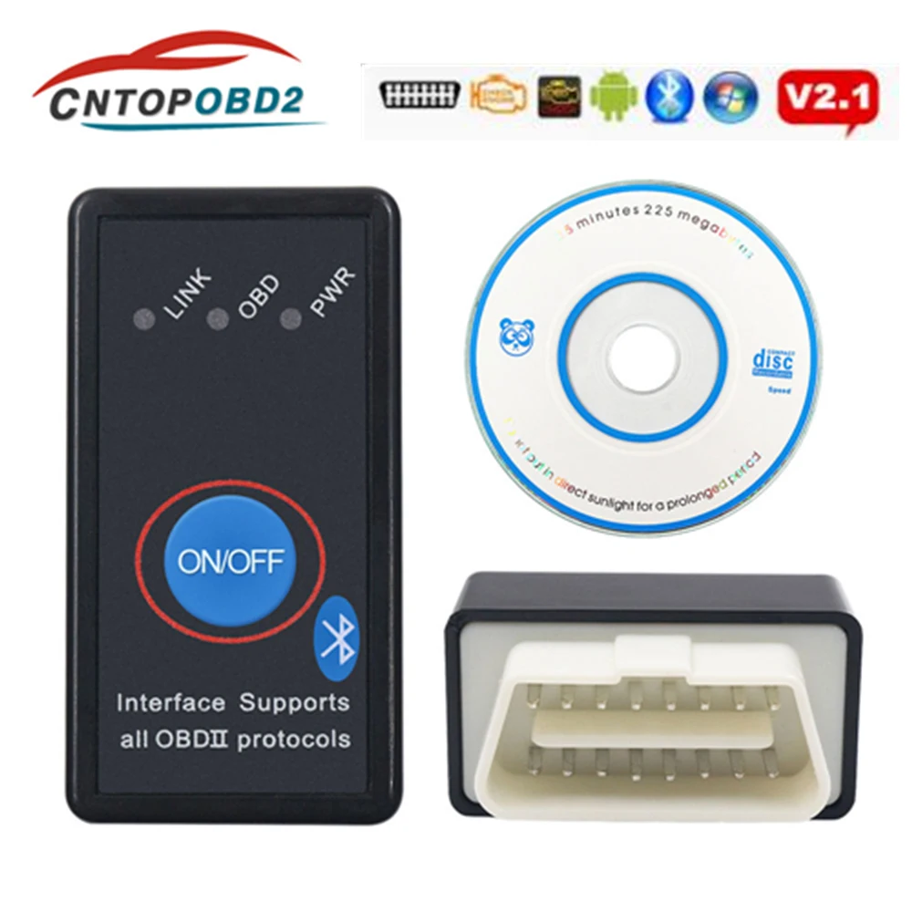 

Super Mini ELM327 V2.1 Bluetooth ELM 327 With Power Switch OBD2 Car Diagnostic Tool Multi-Language For OBDII Protocols free ship