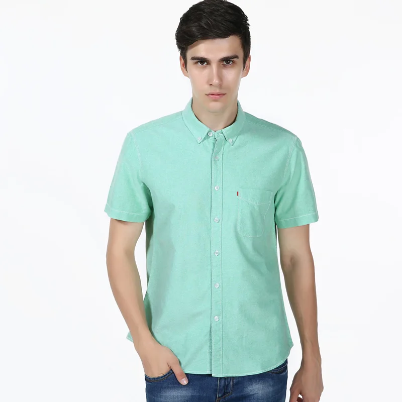 Europe Taille Solide Couleur Chemise Hommes 2017 Nouveau Style Décontracté à Manches courtes Hommes Chemises Slim Fit Affaires d.