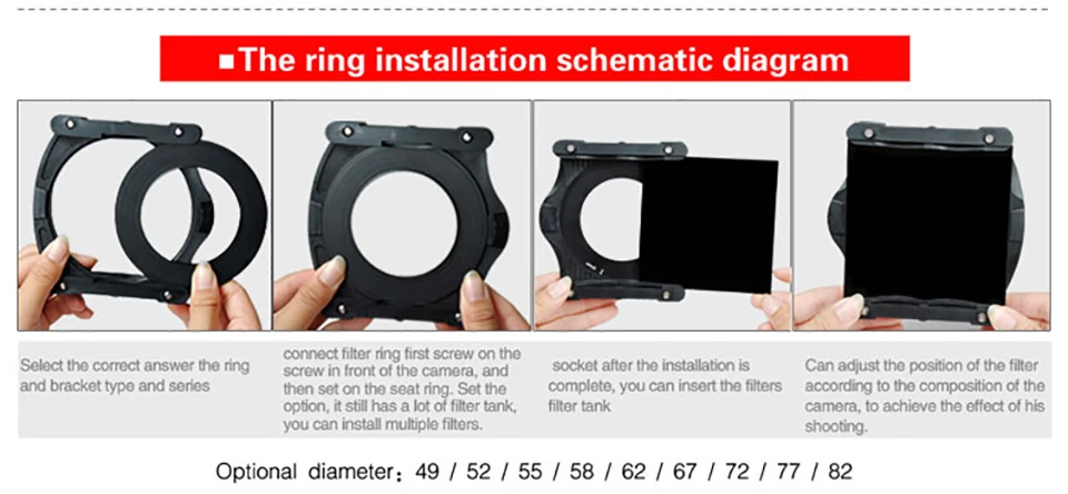 Zomei 150*100 мм ND GND ND2 ND4 ND8 ND16 квадратный держатель фильтра нейтральной плотности 16 шт. чехол переходное кольцо 67 мм 72 мм 77 мм 82 мм