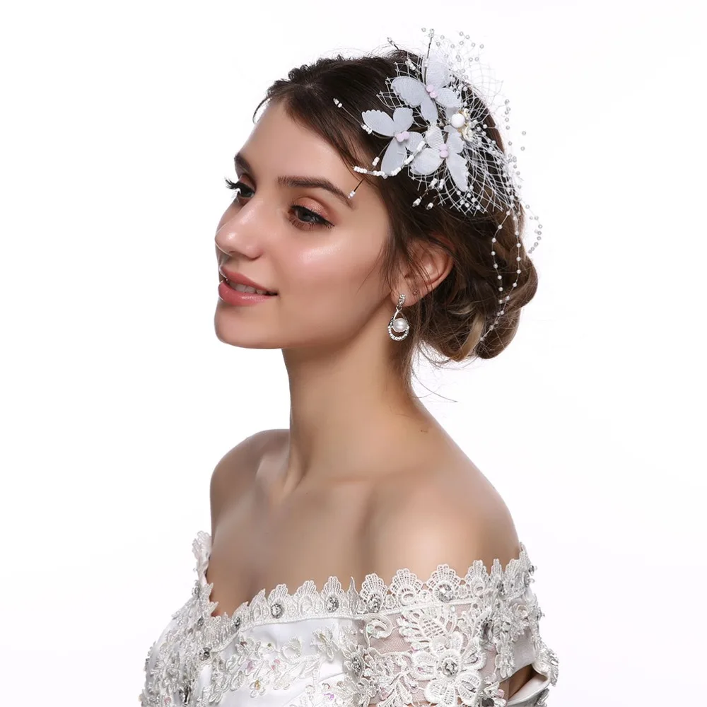 Новые модные свадебные женские шпильки для волос романтические белые сетчатые заколки для волос с бабочкой элегантные аксессуары для волос ювелирные изделия