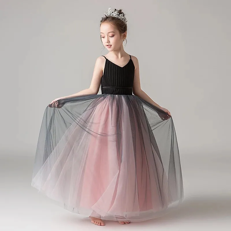 

2018 Summer New Baby Girls Luxury Evening Party Dance Sling Prom Long Dress Children Teens Model Show Birthday Costume Dress