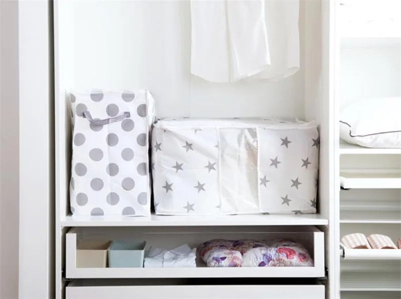 M/L size Foldable Storage Bag Clothes Blanket Quilt Closet Sweater Organizer Box Pouches holder bags Dot/Star print drop ship