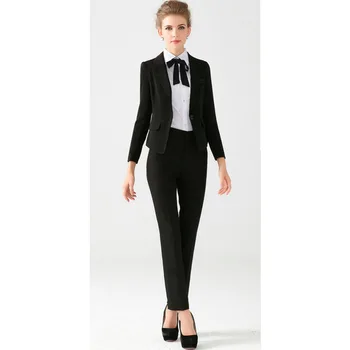 

New Fashion Women Business Suits Formal Office Pants Custom Made One Button Uniform Designs Jacket+Pants