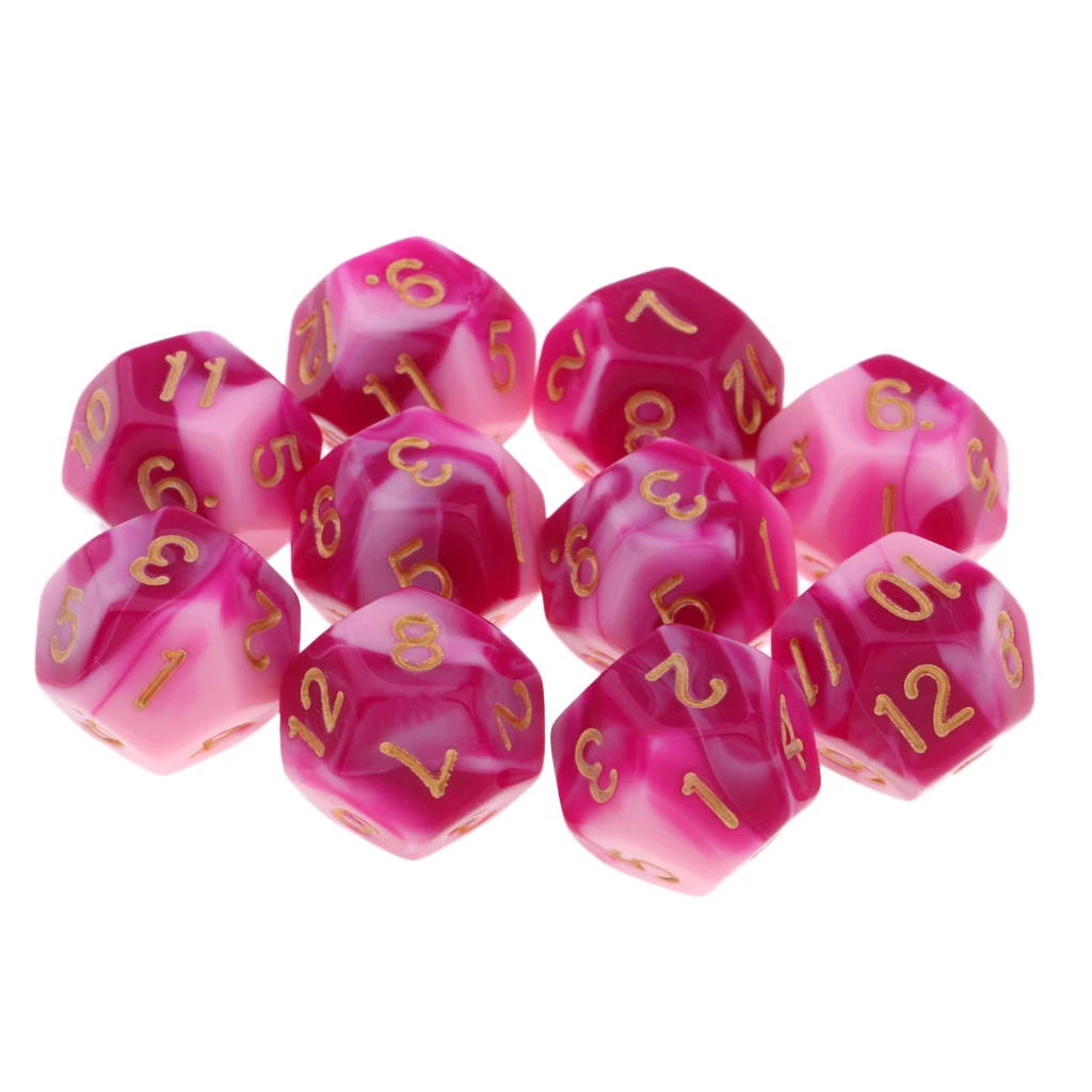 Pack of 10 Multi-sided Dice Polyhedron Dice Set D12 for D&D / TRPG Tabletop Game Role Playing Dices