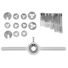 DRELD 30pcs Metric Mini Taps Dies Set M1-M2.5 Screw Thread Plugs Taps Alloy Steel Screw Taps With Tap Wrench Hand Tools Set taps banya hardware tools hand tapping wrench banya cutter hand 40pcs
