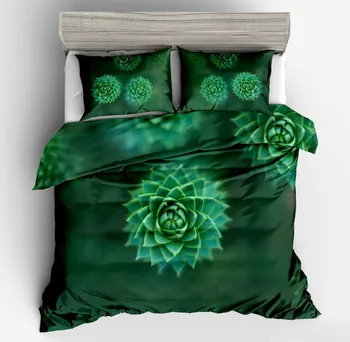 

Green Succulents 3D Bedding Sets Duvet Cover Set Flower Plant Printed 3pcs Floral Bed Cover twin full queen King Home textile