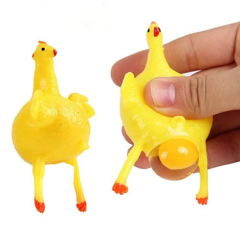 

1Pcs Funny Novelty Gadgets Toys Vent Chicken Antistress Surwish Laying Egg Hens Chicken Stress Ball Key-chain Kids Toys