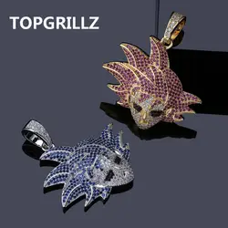 TOPGRILLZ Dragon Ball Характер Gokan кулон цепочки и ожерелья Iced Out кубический циркон хип хоп цвета: золотистый, серебристый цвет для мужчин очарование