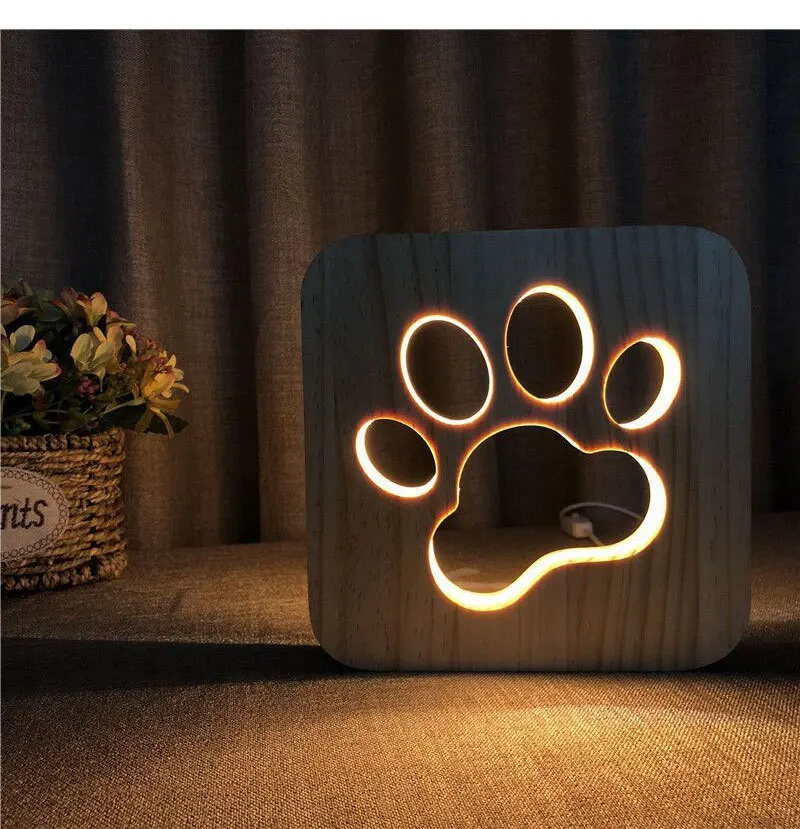 Creative 3D LED Wooden Lights Cute Dog Night Lamp Warm Mood Lamp 3D Shadow Luminaria Lamp Birthday Gifts For Baby Kids Bedroom Decor (7)