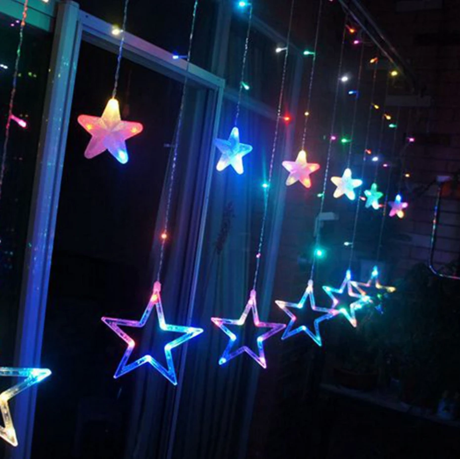 YINGTOUMAN светодиодный звезды мерцают свет 12 Светодиодный 2,5 м Отдых освещения дома Рождество Рождественские украшения световая завеса строки