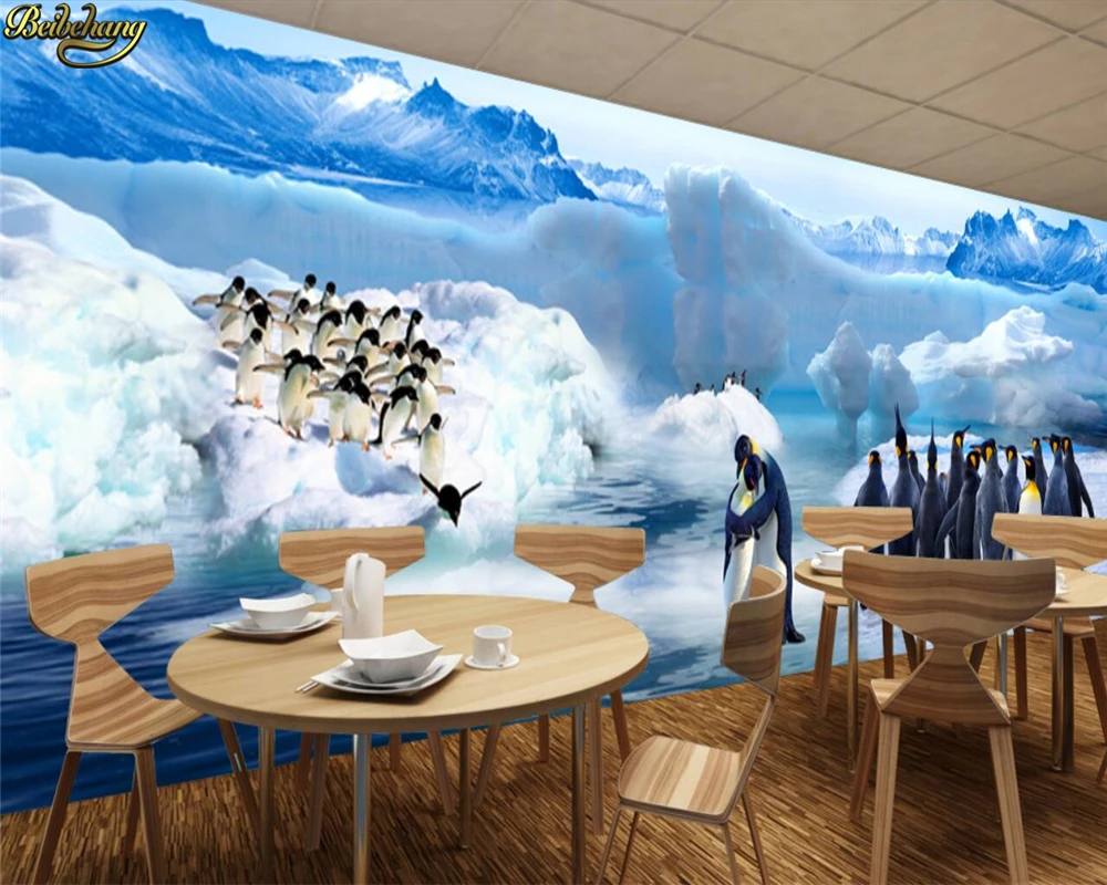 beibehang Custom Large Mural Wallpaper 3D Antarctic Penguin Glacier World Theme House Wall papel de pared wall papers home decor