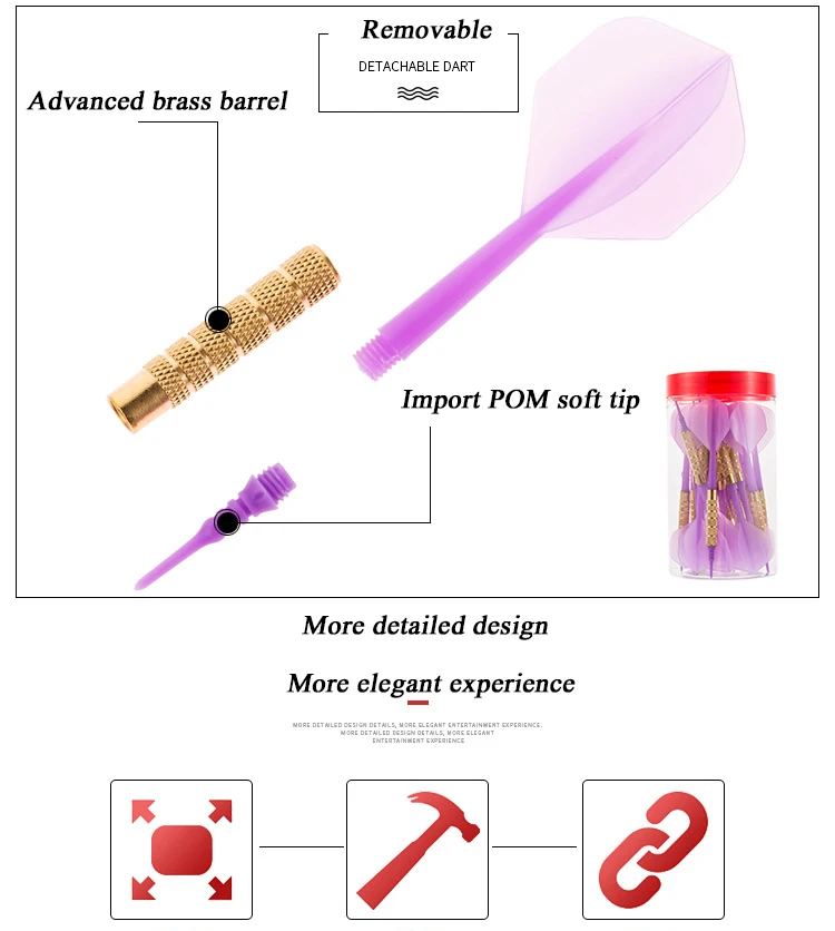 18 упаковок интегрированных дартс полета и стволов Латунь Дартс 4BA мягкий наконечник случайный цвет