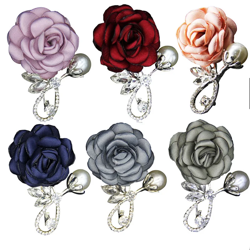 

2019 New Korean Style Fabric Flower Cat Eyes Ladies Brooch Button Pins Denim Jacket lapel Pin Badge Plant Jewelry Gift for Kids