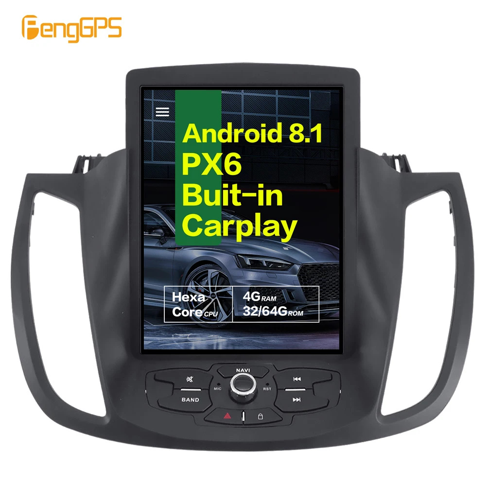 Android 8 1 Tesla стиль автомобиля радио вертикальный экран для Ford KUGA 2013 + gps