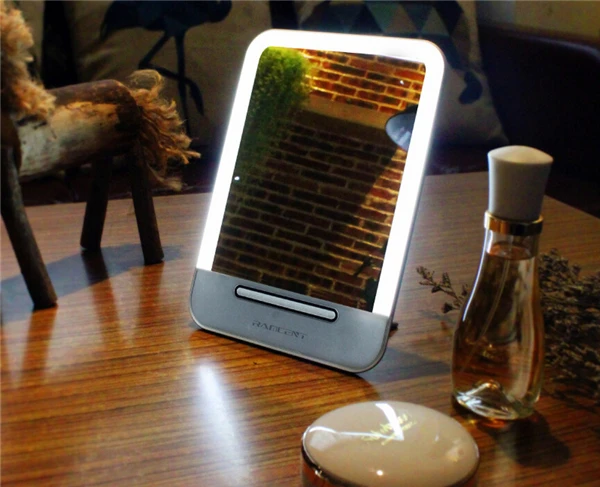 Светодиодный зеркальный стол для макияжа, светодиодный светильник для планшета, в форме ПК, косметическое зеркало, перезаряжаемое Сенсорное зеркало для макияжа