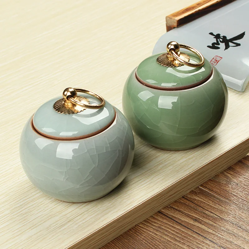 

Tea caddy tank ceramic metal buckle mini 120ml tank seal storage jar