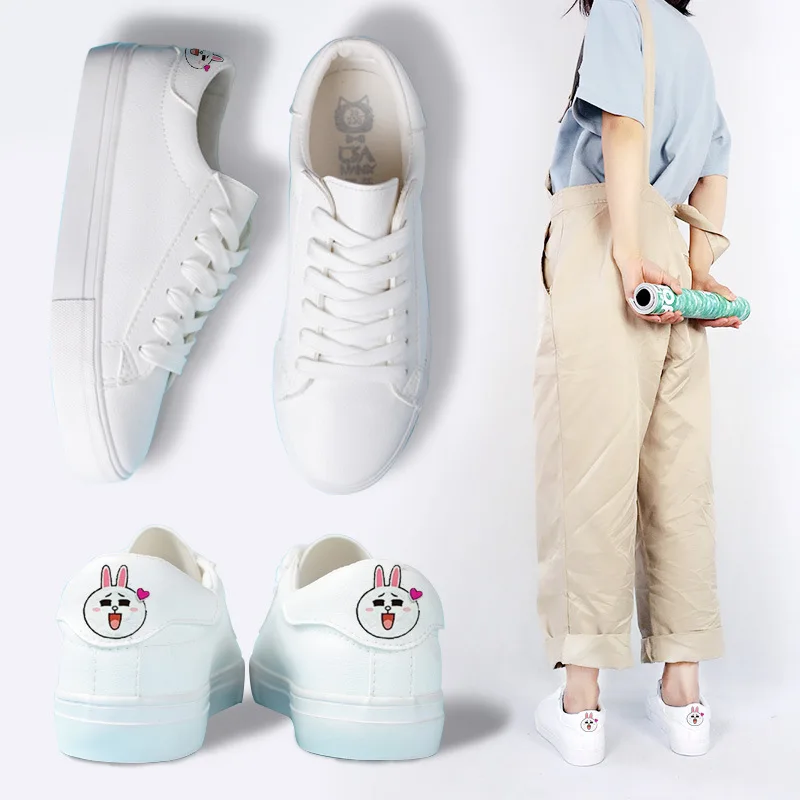 

Breathable White Sneakers Women Platform Shoes 2018 Autumn Hand Painted PU Casual Shoes Kawaii Sneaker Woman Animal Print