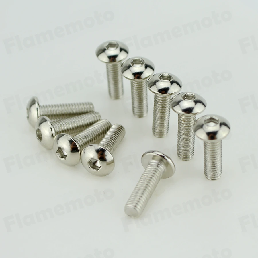 

10pcs Motorcycle Steel Bolts Screw Chrome M6 x 20mm