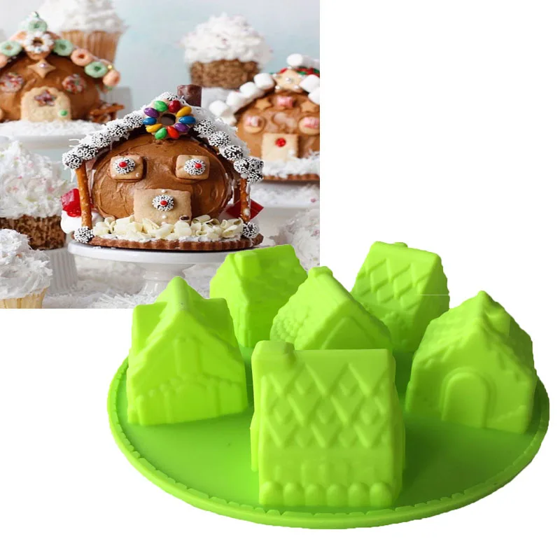 1PCS Food Grade Silicone Beautiful House Shape For Silicone Cake Molds, Fondant Cake Decorate