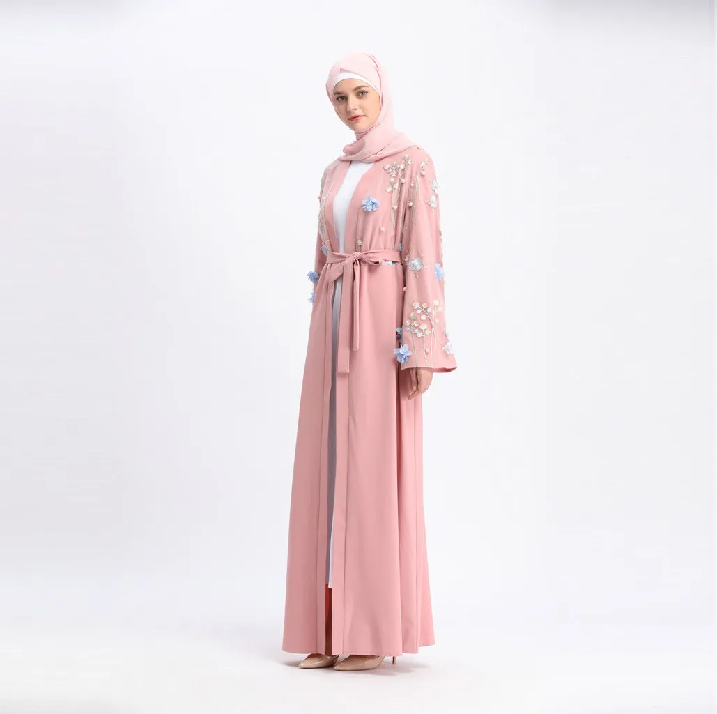 Ажурные Вечерние платья Длинные 2019 embroi длинное обтягивающее платье открытый кардиган «абайя» мусульманский Дубай халат платье elbise # G30