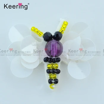 

100% Handworked Cute bee Design Sequin Patches for DIY Accessories WPHB-083