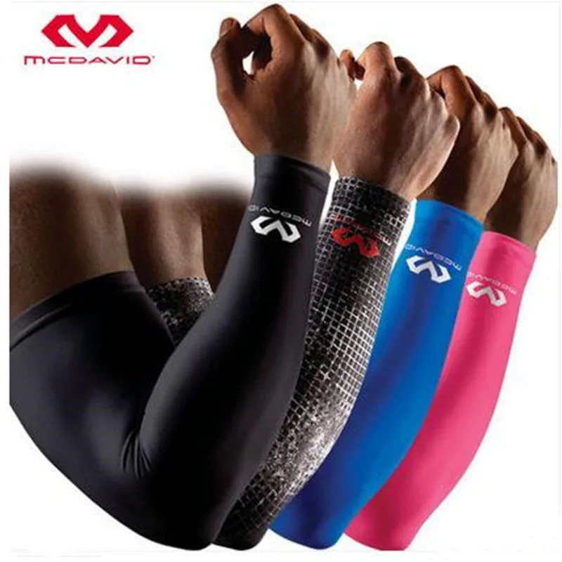 2 Pcs Mcdavid Sports Long Arm Sleeve Support High Elastic Basketball Shooting Sport Elbow Pads Arm Warmers for Men Armguards