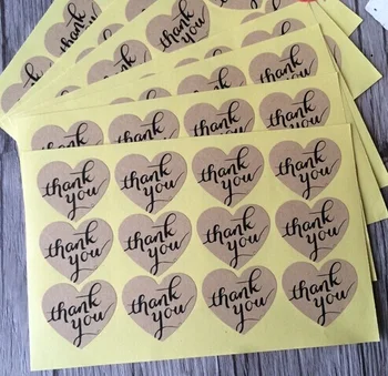 

100PCS/lot Vintage "Thank you" series romatic Heart Kraft Paper Sticker for Handmade Products multifunctional Gift seal label