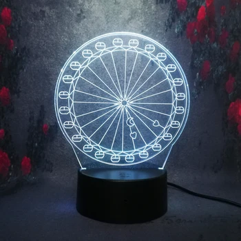

Free Ship Ferris Wheel Lampara Desk Table Lamp 3D Led Night Light Kid Gift Lampara Lampe Baby Bedroom Beside Sleeping Lighting
