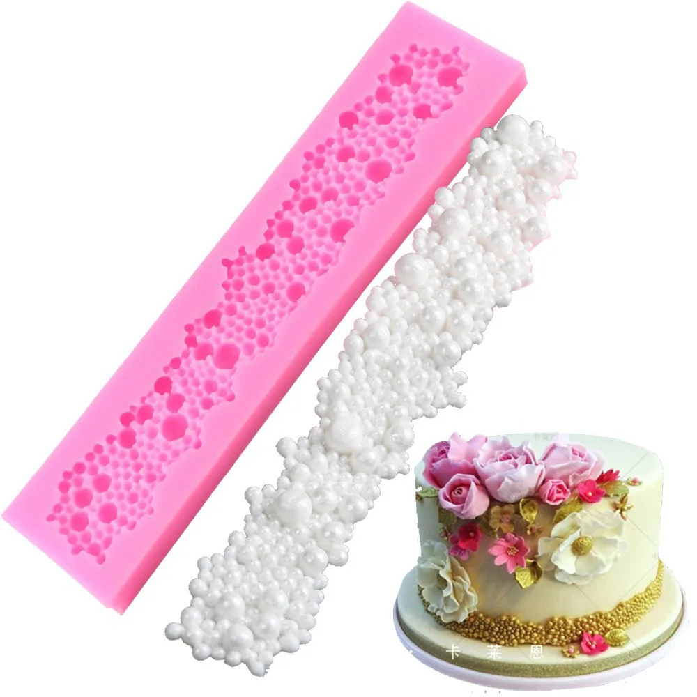 

GODWJ Fondant Cake Mold DIY Baking Tool Liquid Silicone Mold Cake Decorating Tool Pearl Strip Shape Non-stick Cake Mold