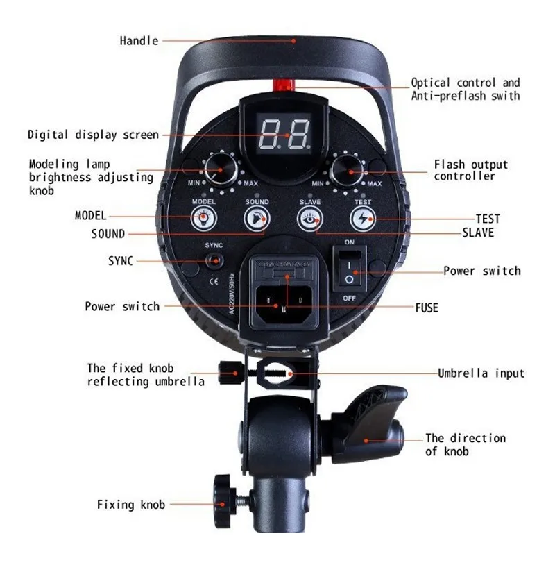 Godox DE300 300 Вт 300WS студийный светильник-вспышка, стробоскоп, светильник, мощность и яркость, регулируемый отражатель Bowens