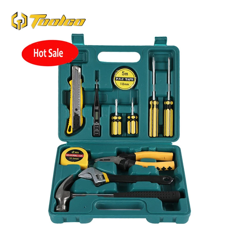 

Toolgo 12Pcs Hand Tool Set General Household Hand Tool Kit with Plastic Toolbox Storage Case Socket Wrench Screwdriver Knife