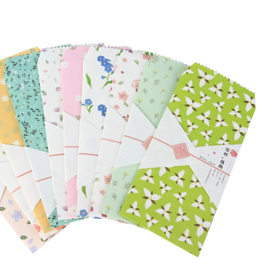 50pcs/lot Plants Style Windown Paper Envelope Ticket Greeting Card Cover Bag Gifts Envelopes Stationery Wholesale - Цвет: Mix