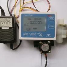 G1/" расход воды контроллер ЖК-дисплей Дисплей+ потока Сенсор+ Магнитный клапан коммутатором потока+ Мощность адаптер DHL