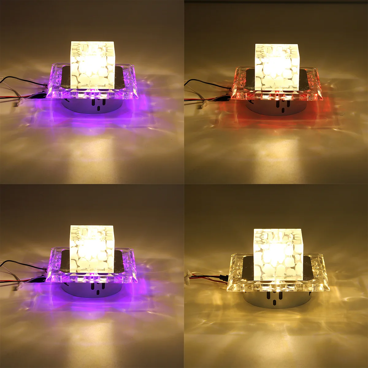 

3W Crystal LED Mirror Ceiling Light Square Shape Surface Mounted Multi-color Lighting Balcony Corridors Lamp Living Room Decor