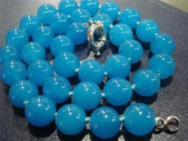

10mm Brazilian Aquamarine Beads Necklace 18