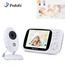 Podofo беспроводной 3,5 ''цифровой видео радионяня аудио Музыка Портативный Младенческая камера няня монитор датчик температуры домофон