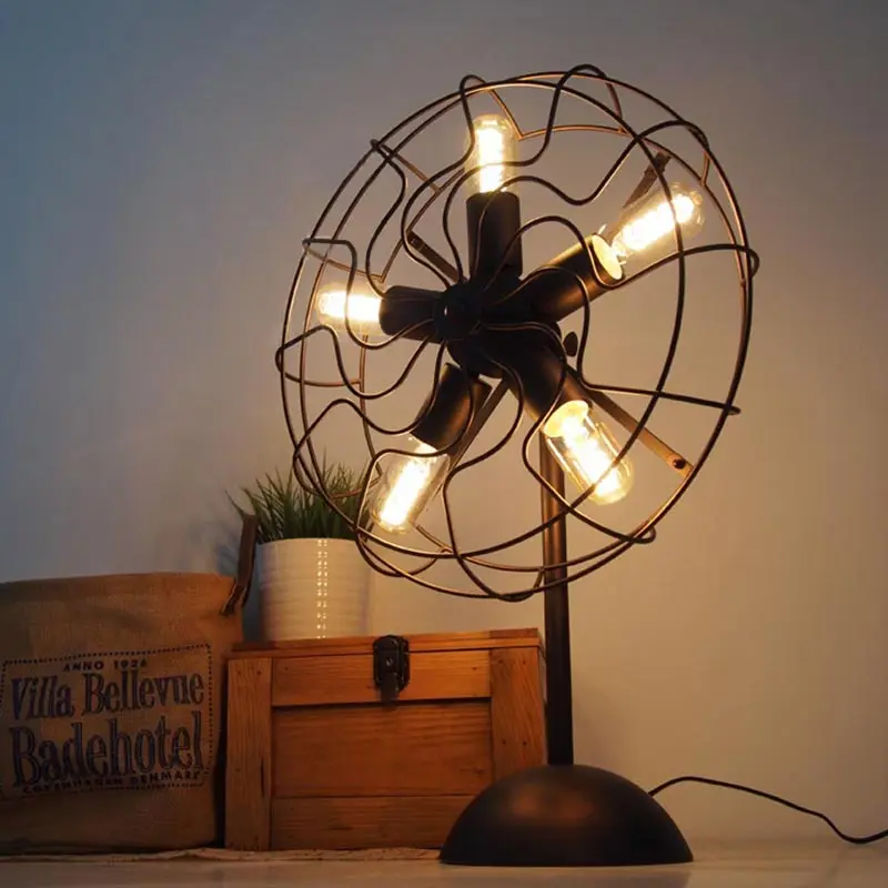 

E27 Loft living room bedroom American rural retro simple personality creative electric fan lamp