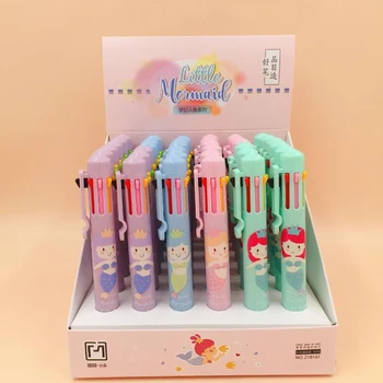 

4 Pcs/set Cartoon Little Mermaid 8 Colors Chunky Press Ballpoint Pens School Office Supply Gift Stationery Papelaria Escolar