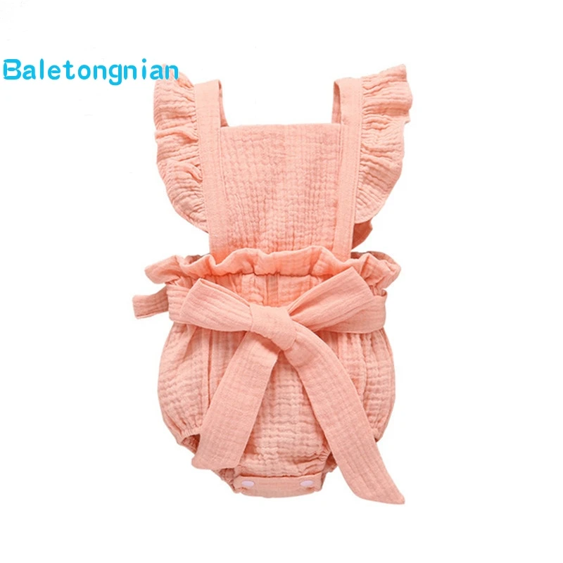 

Newborn Baby Girls Rompers Ruffle Linen Cotton Baby Girl Clothes Spring Summer Backcross Jumpsuits Outfits Sunsuit Baby Clothing