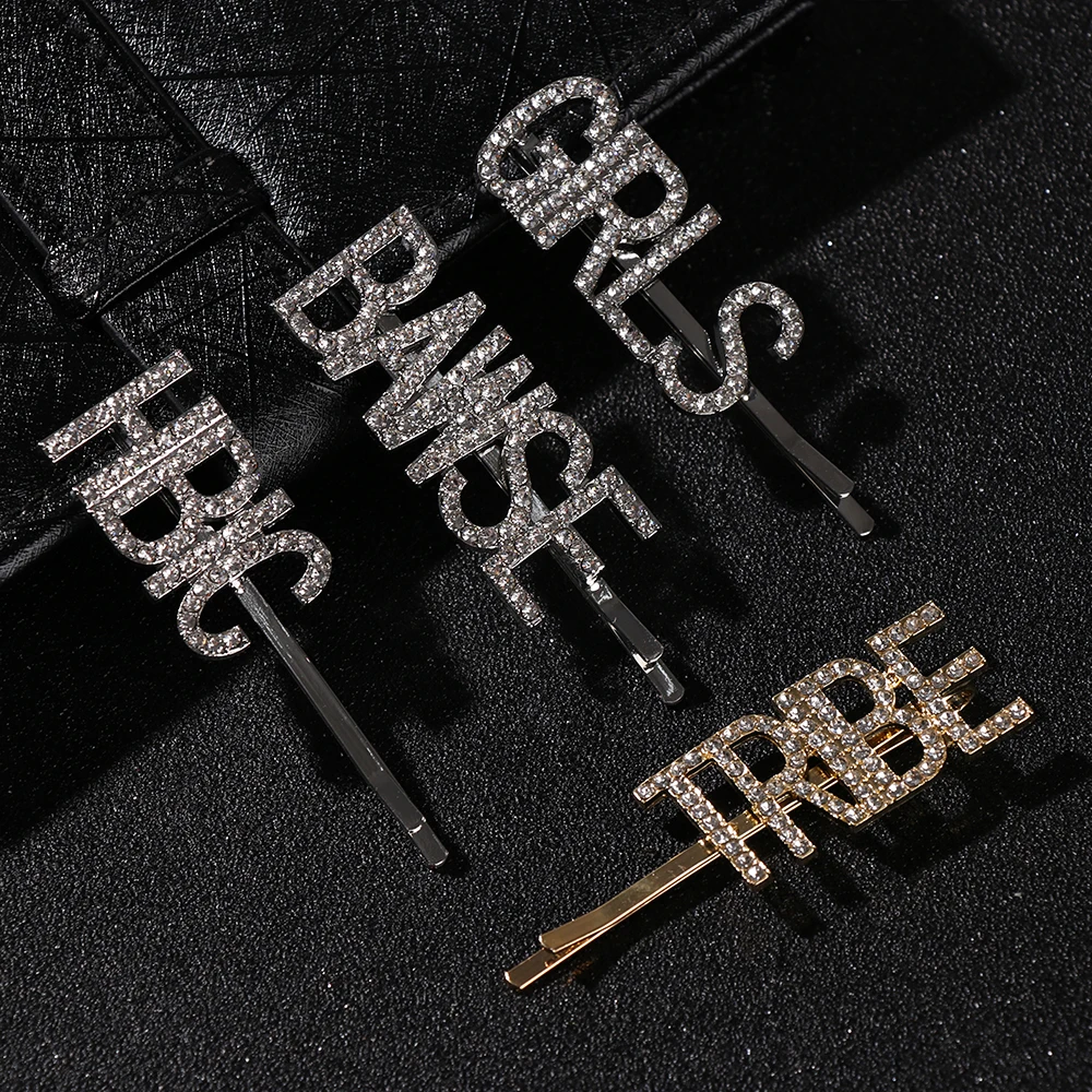 

1Pcs Custom Word Hairclip Fashion Personalized Letters Hair Pin Crystal Hair Bobby Pin Hair Accessories Jewelry Gifts Dropship