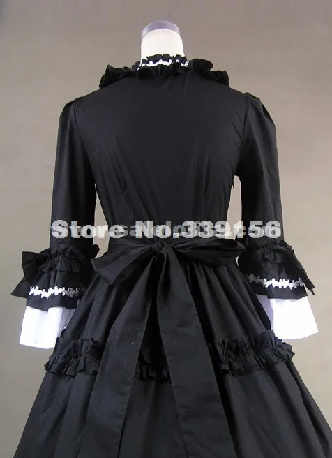 Изготовленный на заказ черный с короткими рукавами готический, викторианской эпохи карнавальное платье ретро 17/18 век Civil War Southern Belle Бальные платья